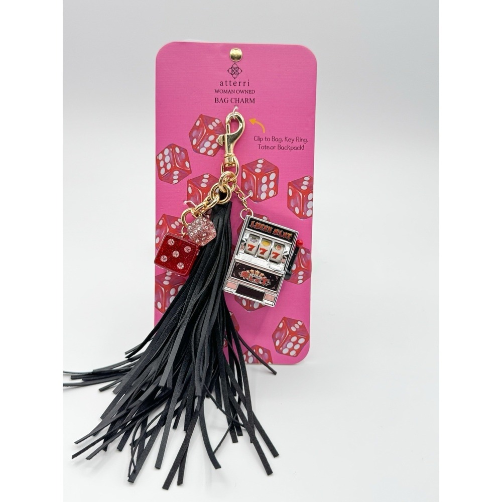 Atterri Viral Bag Charm w/ Fringe Tassel Dice & Lucky Jackpot Keychain